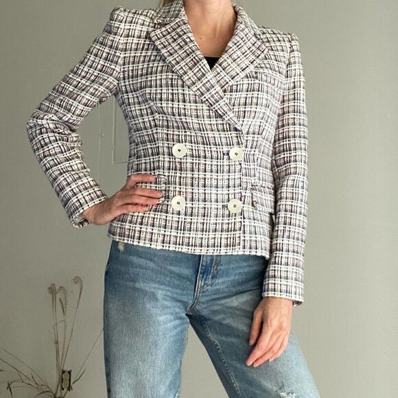 Zara Blazer Double Breasted Weaved Textured - Picture 1 of 9